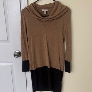 LOFT Cowl Neck Sweater in Brown and Black XSP